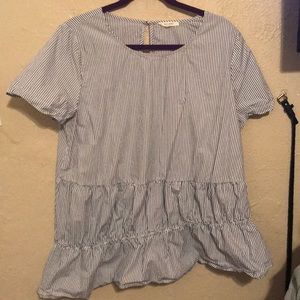 Stripped Blue peplum shirt.